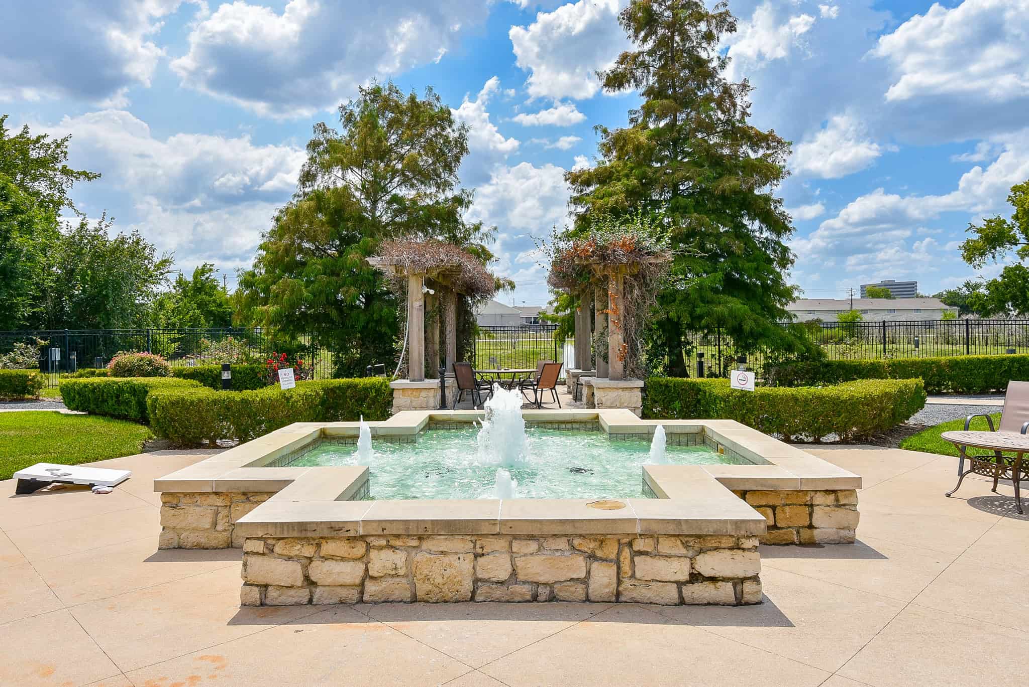 Virtue Recovery Houston Water Fountain Backyard Addiction Treatment White Noise Therapy
